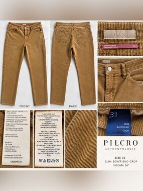 Pilcro Straight-Leg Corduroy Pants in Camel Brown Size 31